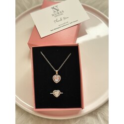 Love kalp kolye set  gümüş renk 