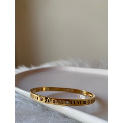 ROMA RAKAMLI TAŞLI ÇELİK BİLEKLİK GOLD