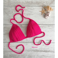 Örgü Bikini Üstü - Fuşya 
