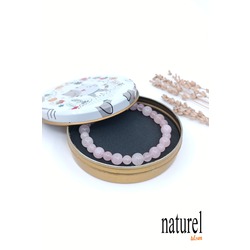 Doğal Taş Pembe Kuvars Unisex Bileklik (6-8 mm)