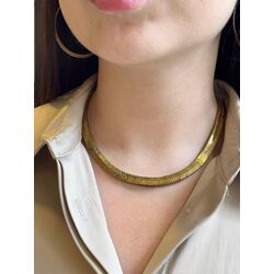 Sade Balıksırtı Gold Hematit Kolye 
