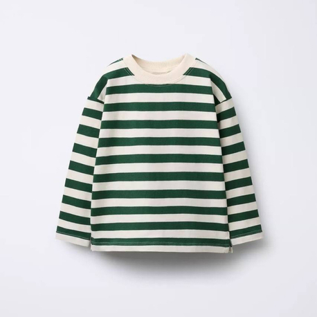 Laciel yeşil beyaz çizgili sweatshirt