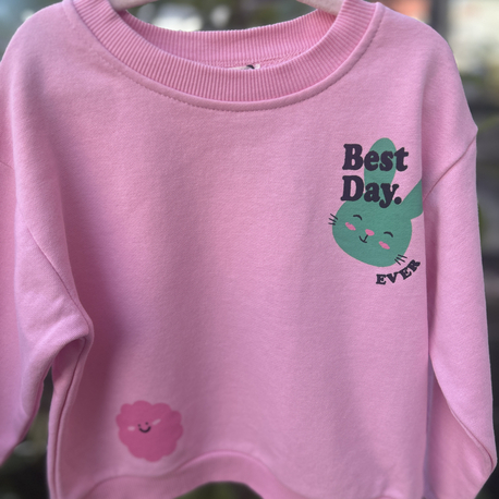 Logolu pembe sweatshirt
