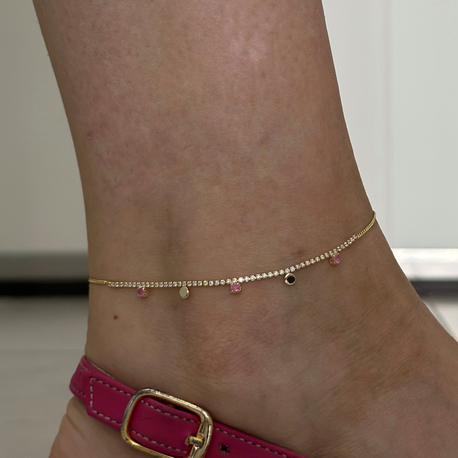 Pembe Taşlı Gold Halhal