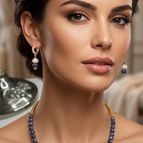 Safir & Yakut & İnci ve küpesi