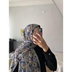 Açık yeşil Çiçekli Elegans Pamuk Şal