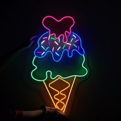 Ice cream - Neon Işıklı Pleksi Tabela
