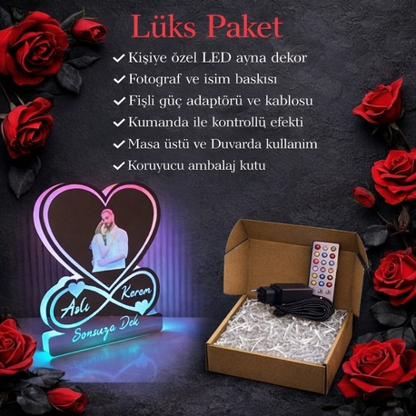 Piksel ledli resiml ayna dekor lüks