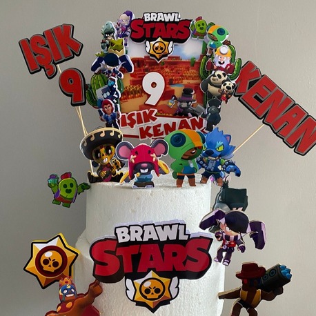 Brawl Stars Kişiye Özel 3D Katmanlı Pasta Süsü Seti - İsim ve Yaş Yazılı Mega Paket