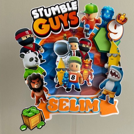 İsme Özel Stumble Guys Pasta Üstü Süsü - Premium 3D Tasarım - Savaşçı Karakterler Seti