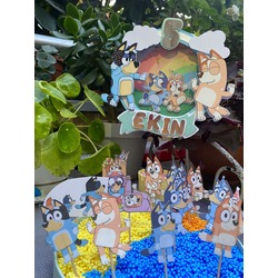 Bluey Temalı Cake Topper (Pasta Dekoru) ve Sticker Seti