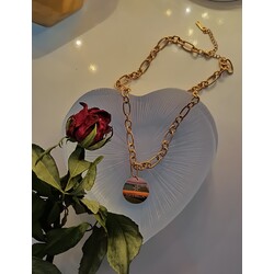 Rose Renk Kalın Zincirli Çelik Kolye