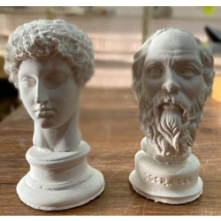 Hermes Ve Socrates Beyaz Heykel Büst 2'li Set 