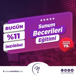 11.11' e ÖZEL FIRSAT Sunum Becerileri Eğitimi(Konuşan Sunumlar)_4 Saat + 1 Saat ÜCRETSİZ Mentorluk