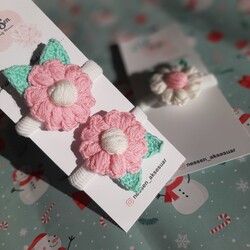 Pembe papatya lastik toka ikili