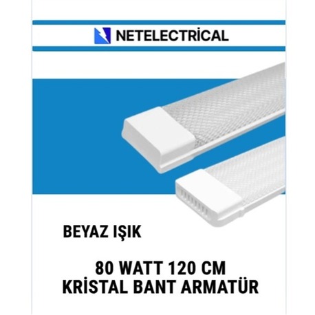 80 Watt 120 cm Kristal Yatay LED Bant Armatür - Trafolu Beyaz Işık 