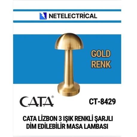 Cata Lizbon Gold Dokunmatik Şarjlı Masa Lambası 