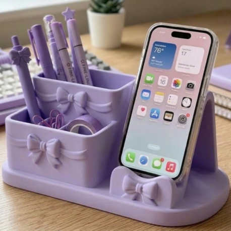 Özel Tasarım Fiyonk Detaylı Masaüstü Organizer ve Telefon Standı