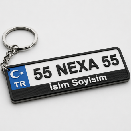 Kişiye Özel 3D Kabartmalı Plaka Anahtarlık (Araç ve İsim Detaylı)