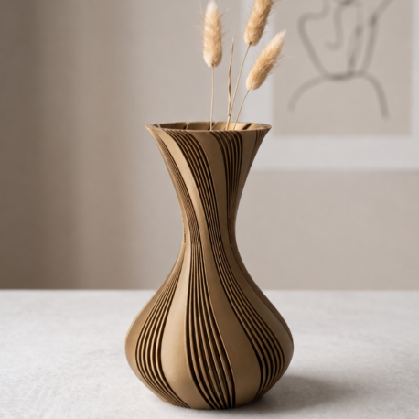 Modern Spiral Tasarım 3D Vazo - Dekoratif Bronz Etkili (21 cm)