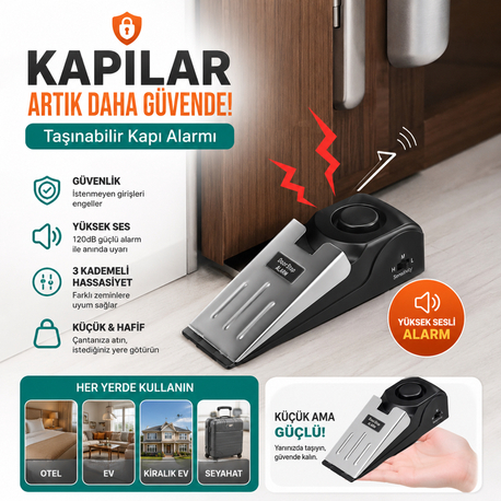 Kapı Stoplu Alarm | Seyahat ve Ev Güvenliği İçin Yüksek Sesli Alarm
