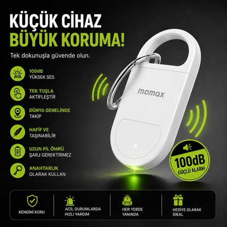 Akıllı Anahtarlık Alarm & Konum Bulucu | Şarjlı Beyaz