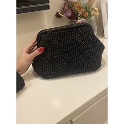 Metalik Siyah Clutch El Çantası