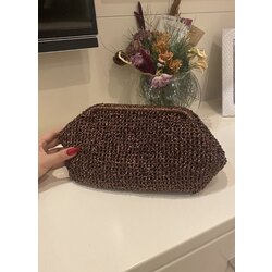 Metalik Kahverengi Clutch El Çantası 