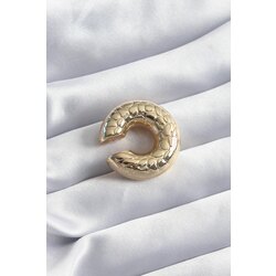 Gold Renk Yılan Derisi İşleme Detay Earcuff Kıkırdak Model Küpe