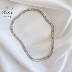 Su Yolu Baget Taşlı Silver Kolye