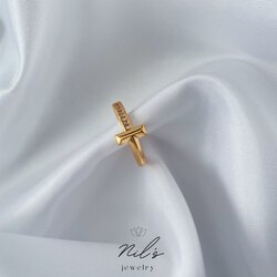 Taşlı T Gold Yüzük