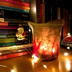 Keçe Tealight Mumluk 01/ El yapımı/Haki