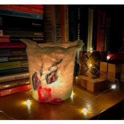 Keçe Tealight Mumluk 02/ El yapımı/Su Yeşili