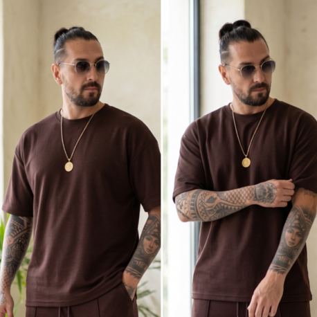 Acı Kahve Premium Oversize Oysho Baggy Alt-Üst Takım — Unisex Streetwear Set