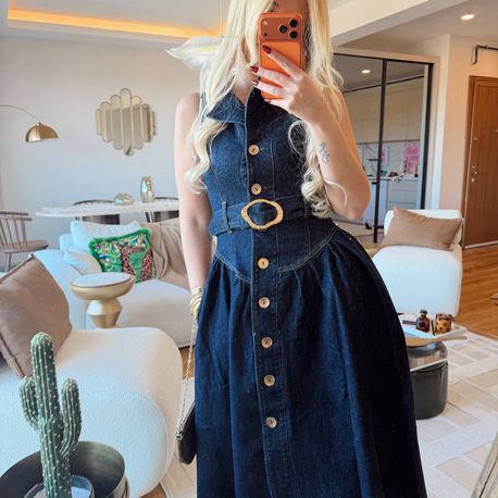 Maxi denim elbise