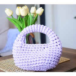 Pastel Renkli Yuvarlak Tığ İşi Çanta