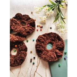 kahverengi kadife simit toka/ brown fluffy scrunchies