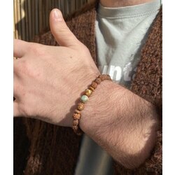 Turkuaz Taşı Detaylı Rudraksha Bileklik 