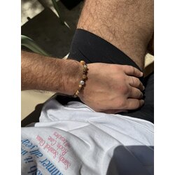 Akik Taşı Detaylı Sandal Ağacı Bileklik 