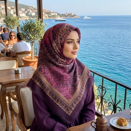 Flamlı keten eşarp