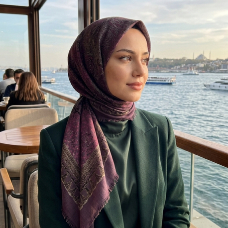 Flamlı keten eşarp