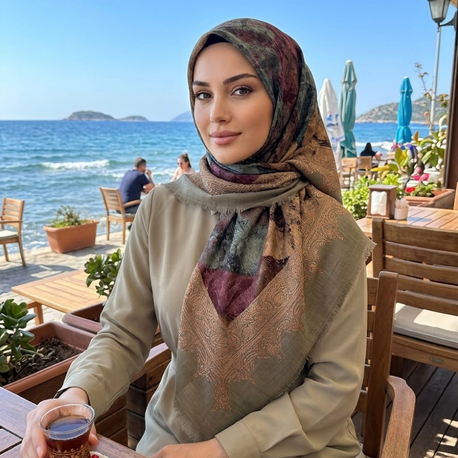 Flamlı keten eşarp