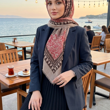 Flamlı keten eşarp