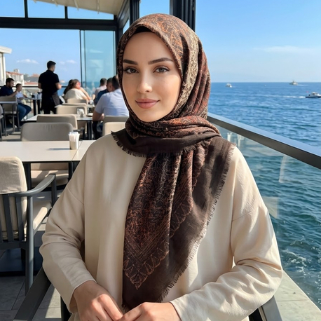 Flamlı keten eşarp