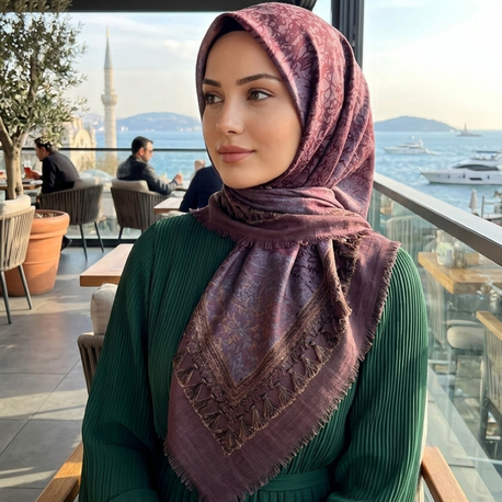 Flamlı keten eşarp