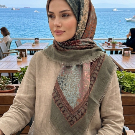 Flamlı keten eşarp