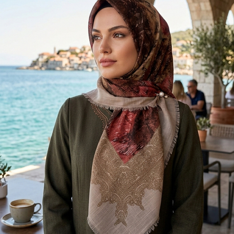 Flamlı keten eşarp