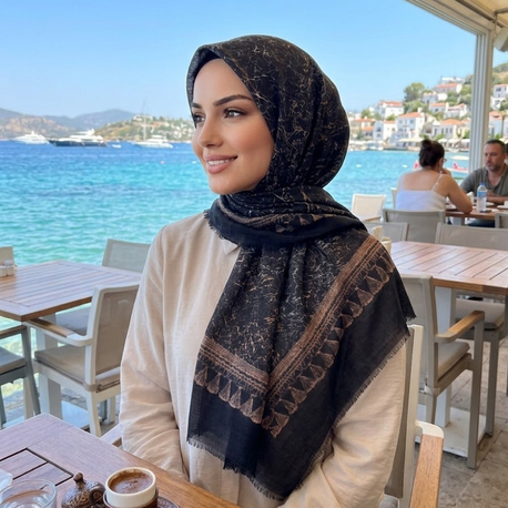 Flamlı keten eşarp