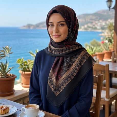 Flamlı keten eşarp