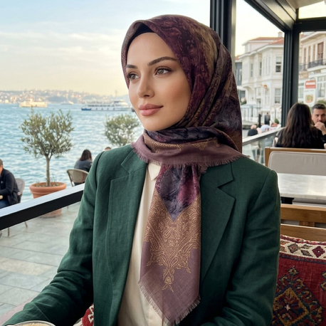 Flamlı keten eşarp